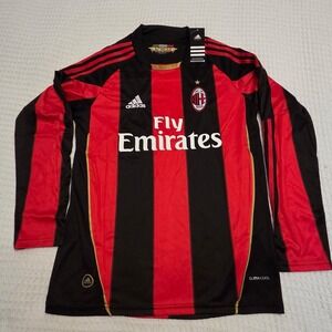 2010-2011 AC Milan Agron Sheehaj  Football Soccer Jersey Adidas L/S Medium NWT